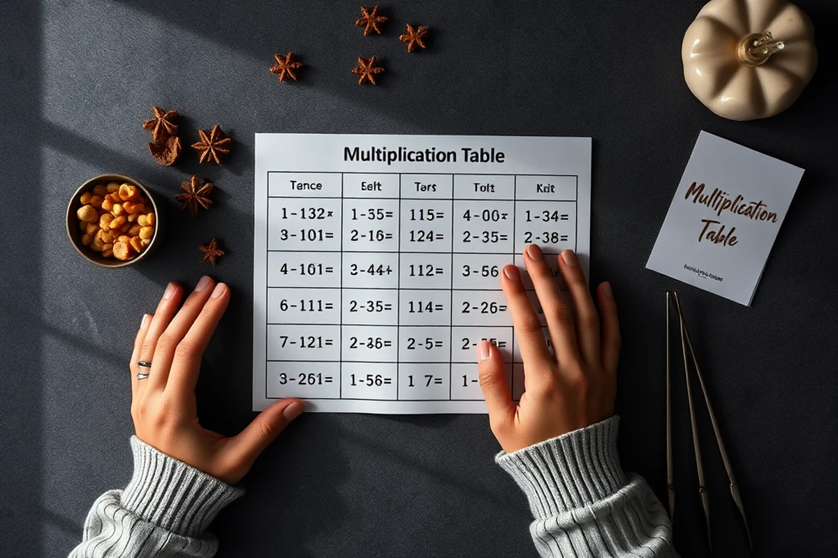 multiplication table printable — Multiplication Table Printable (the finished result)
